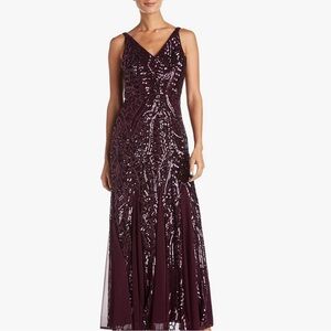 Plum Night way Collections sequins long dress